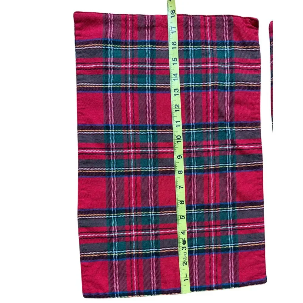 Green Red Plaid Set of 5 Double Sided Reversible 12x18 Christmas Placemats